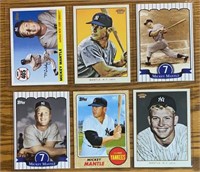 (6) Mickey Mantle Baseball Cards-Mint