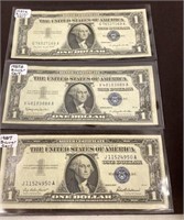 1957,1957A,1957B 1 DOLLAR SILVER CERTIFICATES