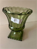 GREEN VASE 8" X 6 1/2" DIA.