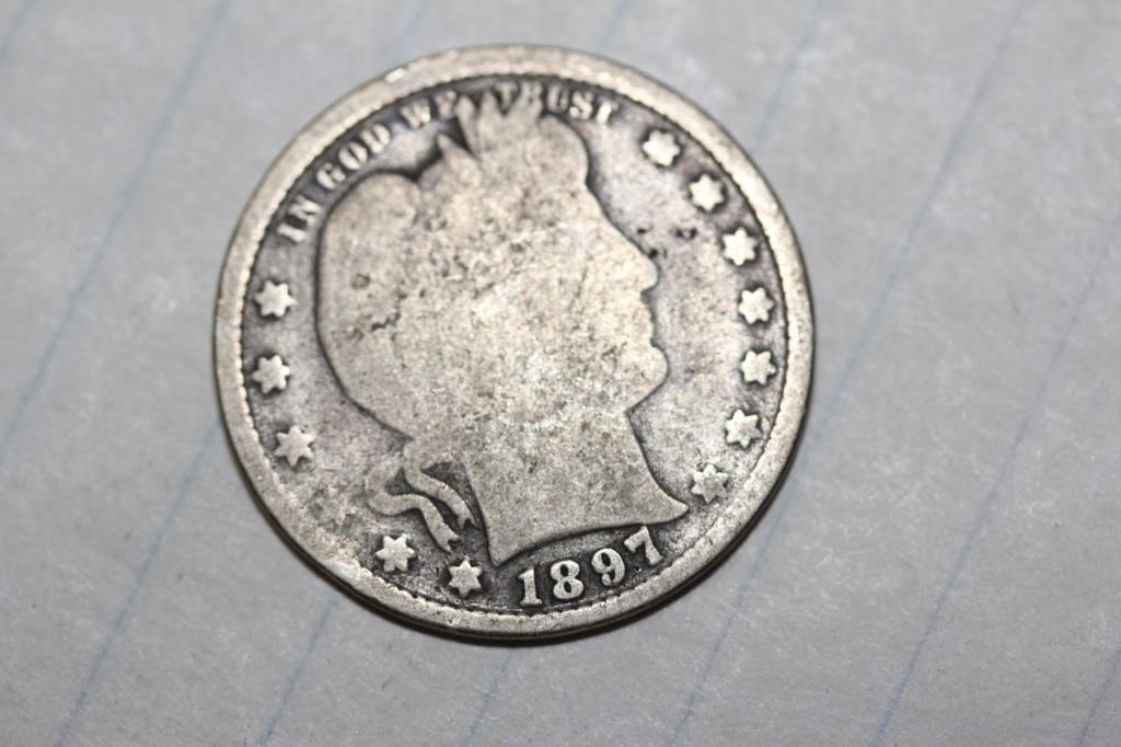 1897 Barber Silver Quarter