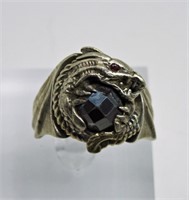 Vintage 925 Dragon Master Hematite Ring