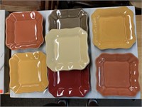 7 POTTERY BARN 5" X 5" APPETIZER PLATES