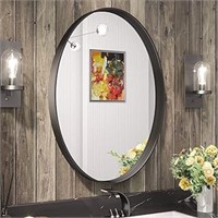 Tetote Black Oval Mirror For Bathroom, 22x30