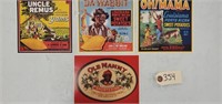 4 Americana Reproduction Vintage Product Labels