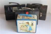 Three Vintage Round Top Lunch Boxes
