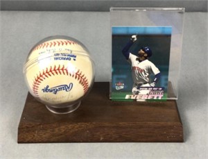 Carl Everett autographed baseball and baseball