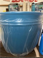 LARGE TEAL PLASTIC PLANTER