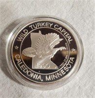 1990 Wild Turkey Com. Silver Coin .999 Fine