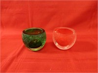 Glass candle holders.