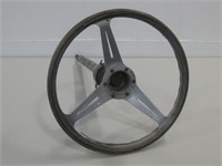 14" Vtg Wood Steering Wheel W/Column See Info