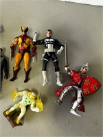 Marvel action figures, civil war card set, misc