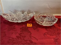 Pair of vintage cut, glass bowls