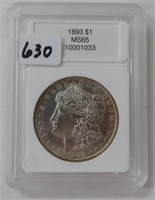 1893 MORGAN SILVER DOLLAR CCGS MS65