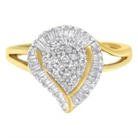 10k Gold Round & Baguette .50ct Diamond Ring