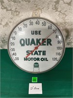 Vtg Quaker State Thermometer Metal Sign