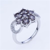 Color Changing Garnet Cluster Zircon Ring - Size 7