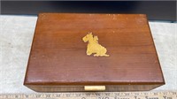 Vintage Wooden Scottie Dog Keepsake Box (11.5"W