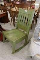 Green Antique Wood Rocker