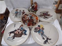 Vtg Norman Rockwell Plates & Ceramic Figurine