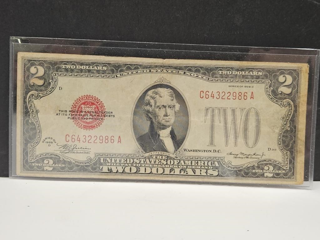 1928 Red Seal $2 Dollar Note