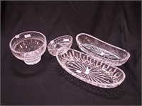 Four pieces of Waterford crystal: three oblong
