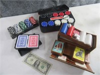 Lot asst Poker Chips & Cards