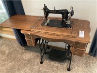 Antique Davis Treadle Sewing Machine with Cabinet!
