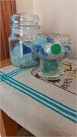 2 containers beach glass