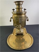 Imperial Russian Brass Samovar w/ Tray 1899