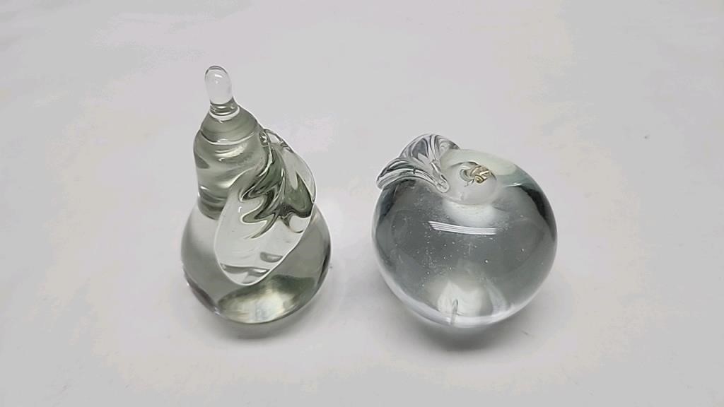 Glass paper weights of fruit