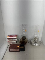 Vintage lanterns, matcher holder and matches