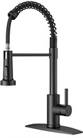 FORIOUS Matte Black Kitchen Faucet with Pull Down