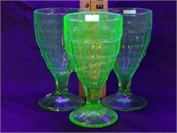 Uranium goblets set of (3)