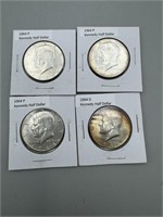 3 1964-P Kennedy Half Dollars, 1964-D Kennedy Half