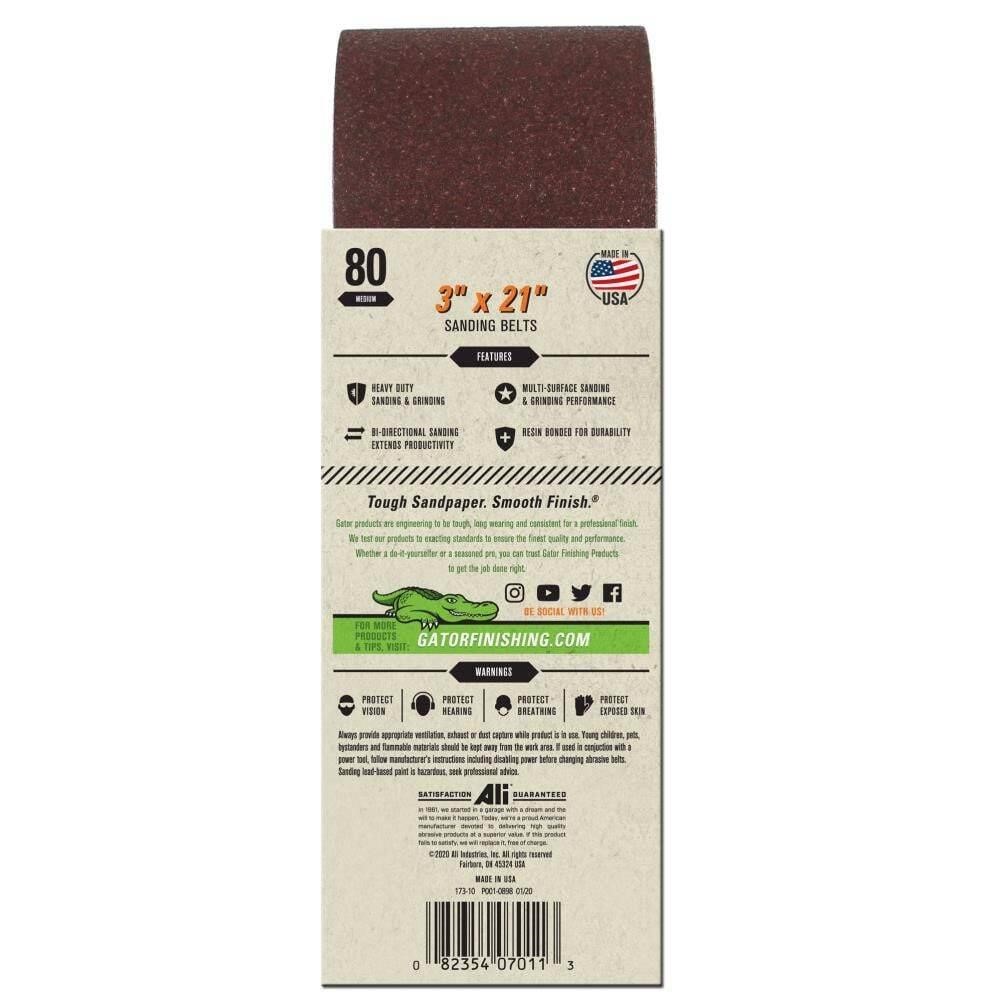 $11  Gator Aluminum Oxide 80-Grit Belt Sandpaper