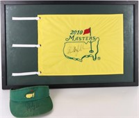 MASTERS 2010 PHIL MICKELSON HAT & FLAG SIGNED
