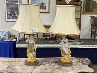 1901 GERMANY BRASS BASE PORCELAIN LAMPS