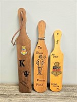 3 Wooden Fraternity Pledge Paddles