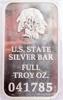 Coin 1 Troy Ounce .999 Silver U.S. State Bar