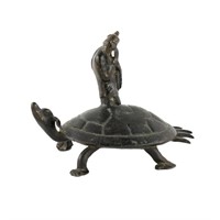 Chinese Bronze Pangu and the Holy Turtle Statuette