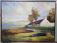 HUGH O'NEILL O/C COTTAGE BY WATER 50x38