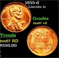 1955-d Lincoln Cent 1c Grades GEM++ Unc RD