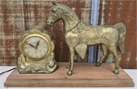 Vintage United Self Starting Metal Horse Clock