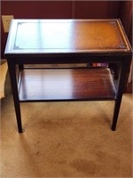 Vintage Leather Top End Table 12x23x22