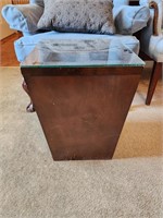 Solid Wood 2 Glass Top Storage Side Table
