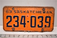 1963 Saskatchewan license plate