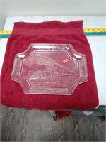 Glass serving tray with locomotive