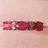 $200 Silver Rhodium Plated Ruby(1ct) Ring
