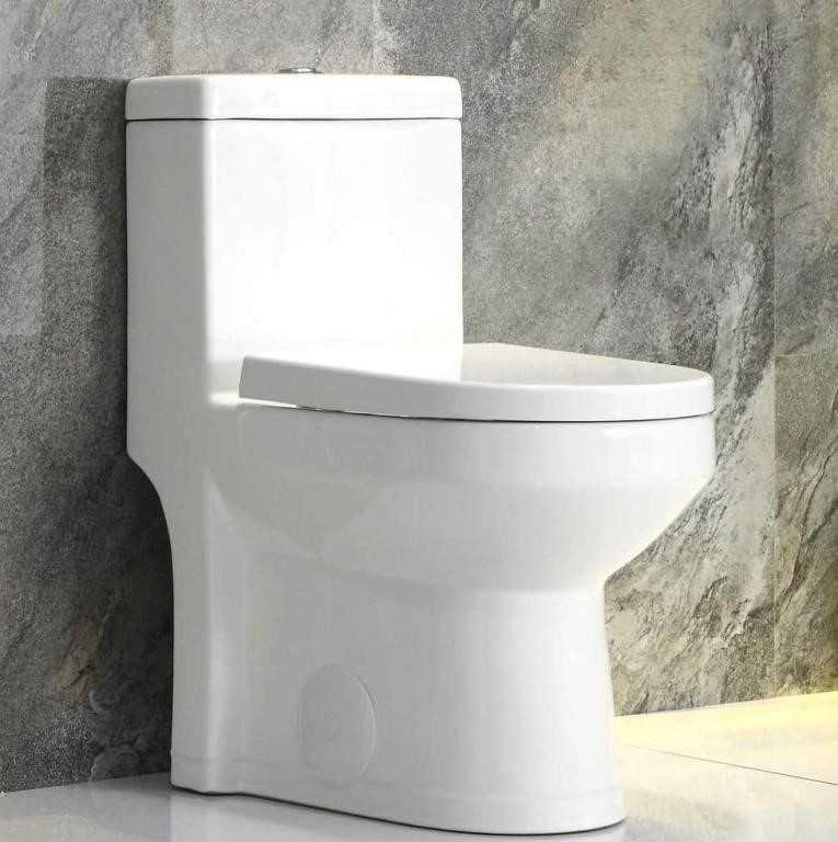 1-piece 0.8/1.28 GPF Dual Flush Round Toilet in