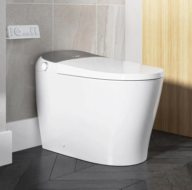 Tankless Elongated Smart Toilet Bidet in White